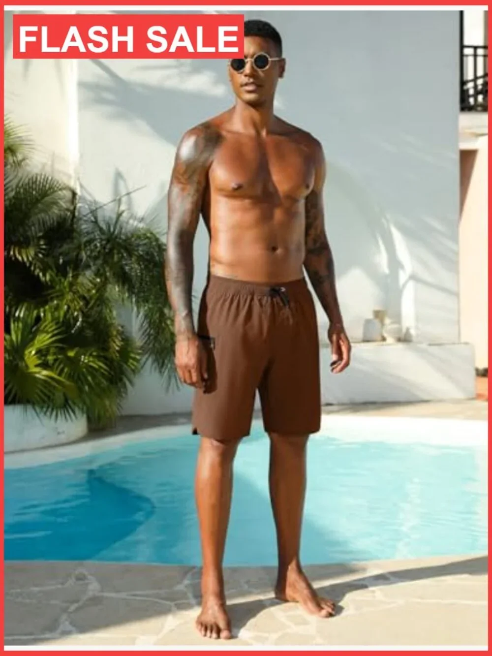 Mens Swim Trunks with Compression Liner 9-Inch Quick Dry Pockets